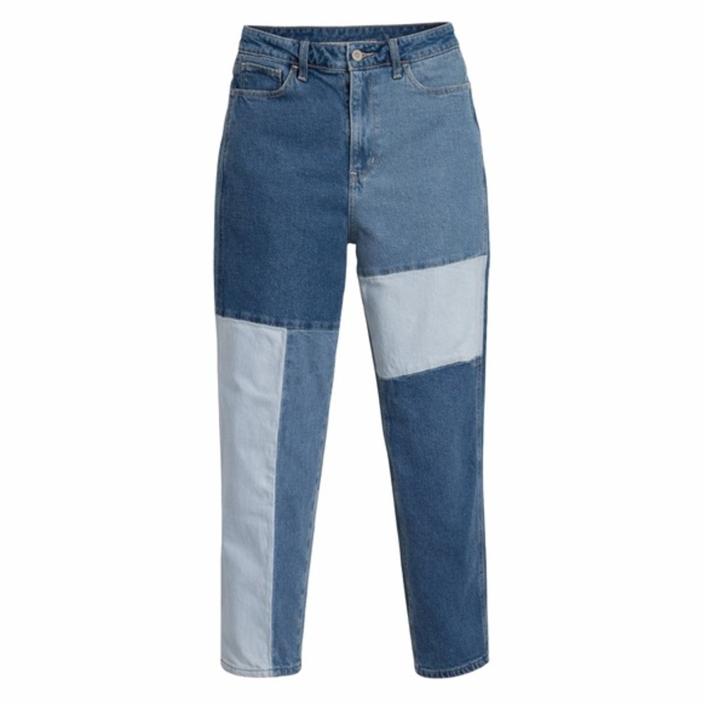 Hollister‎ Ultra High-Rise Mom Jeans Patchwork Two-Tone Denim Size 7 / W28 L27